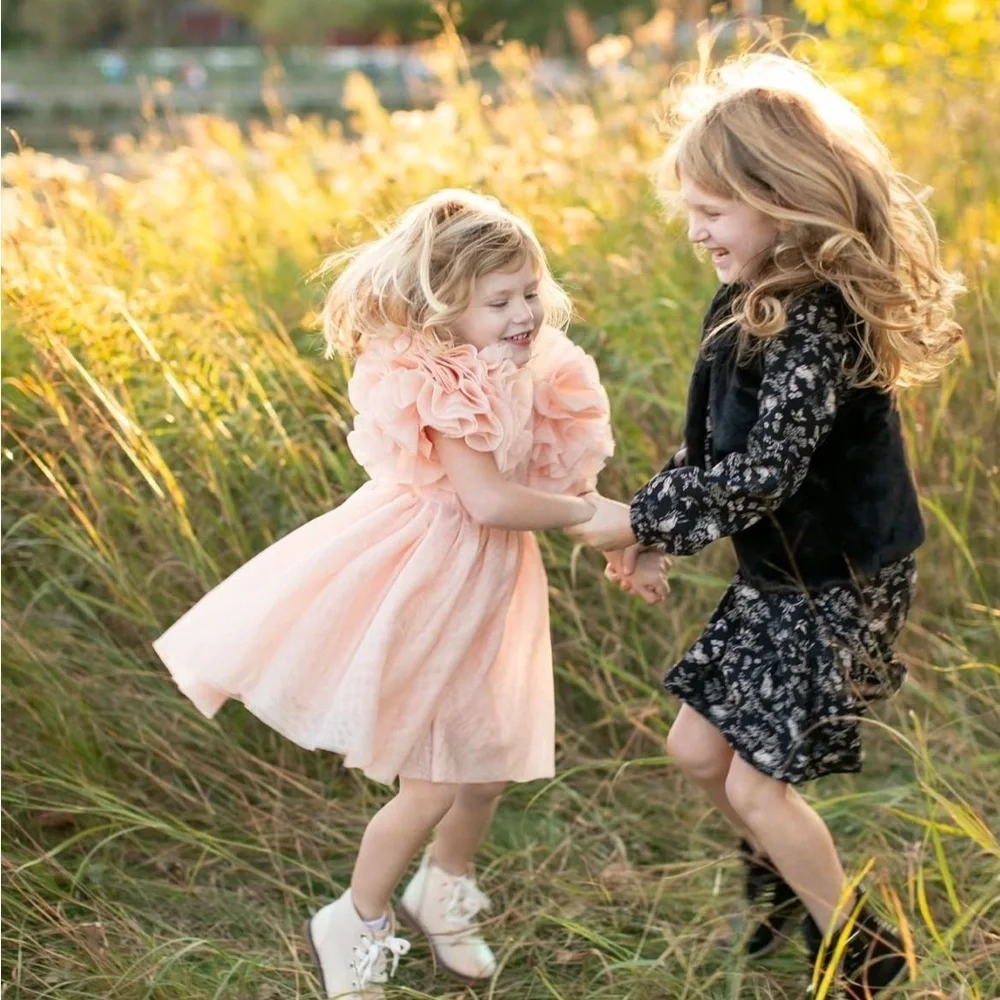 Elegant Peach Ruffle Dress